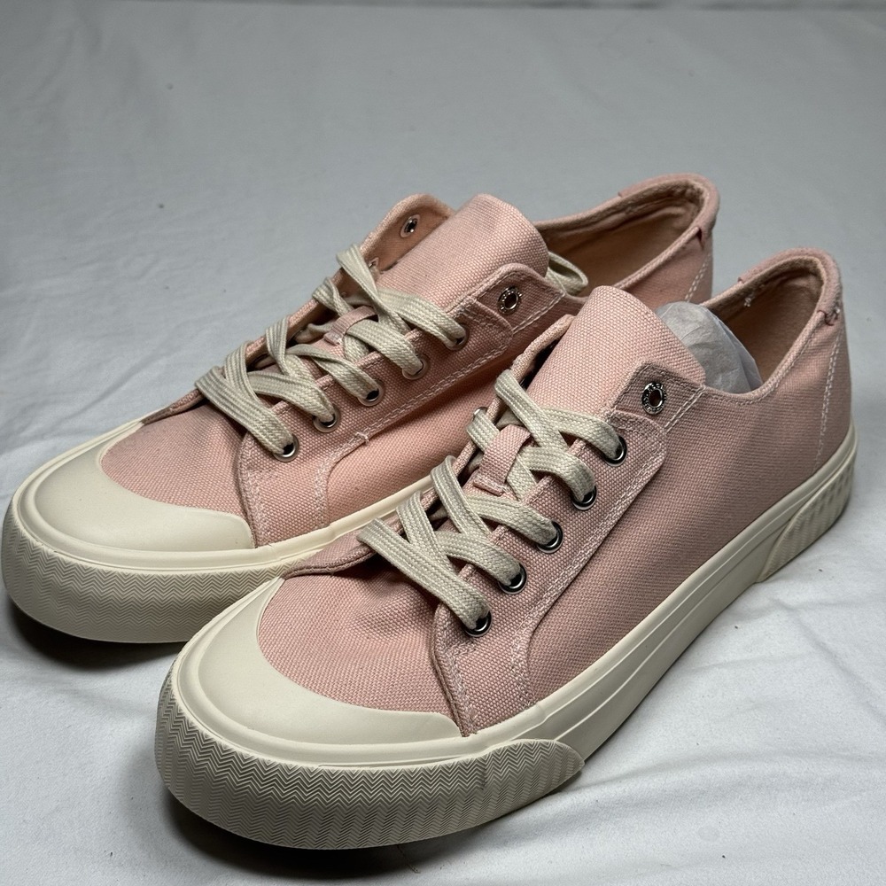 Women's Pink Canvas Sneakers Lace Up Casual Comfort Shoes Size 10